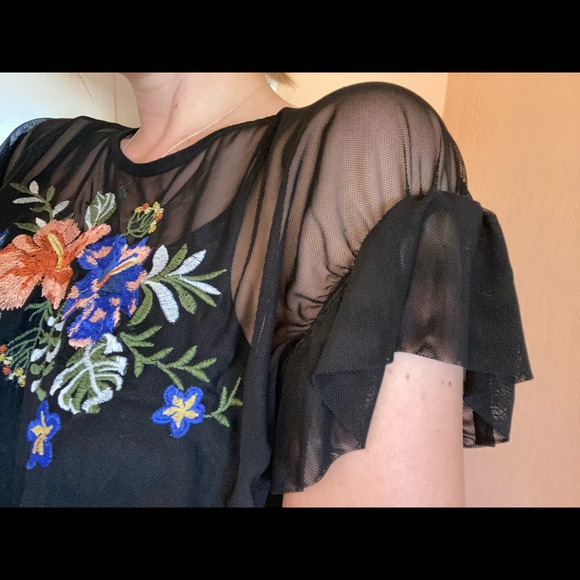 Xhilaration Sheer Embroidered Blouse - Picture 3 of 5